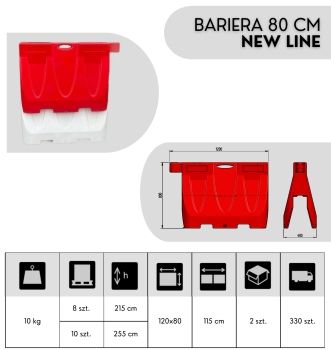 barriere 800 mm New Line - Stackable (RED)